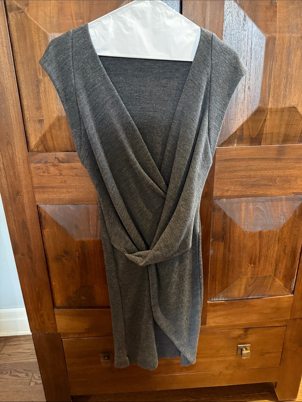 Iro Sleeveless Gray Knit Wrap Dress